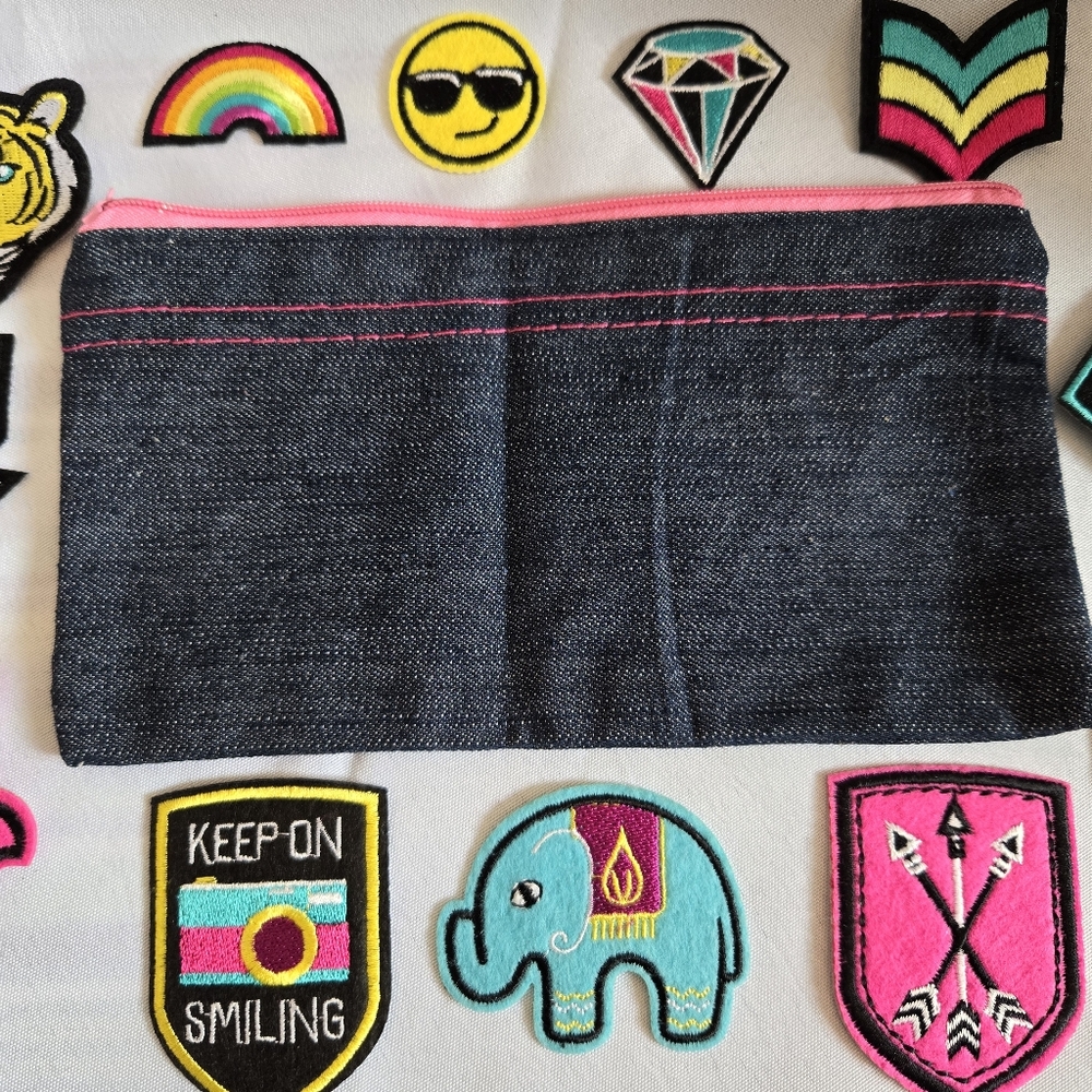 Alex Rad Patches and Denim Pouch